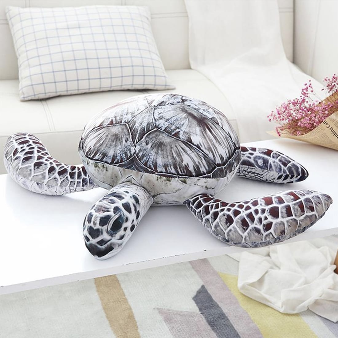 Grijze Knuffel Schildpad in Zachte Pluche De Knuffel