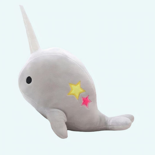 Grijze Knuffel Walvis Eenhoorn Zachte Avontuurlijke Metgezel De Knuffel 35cm