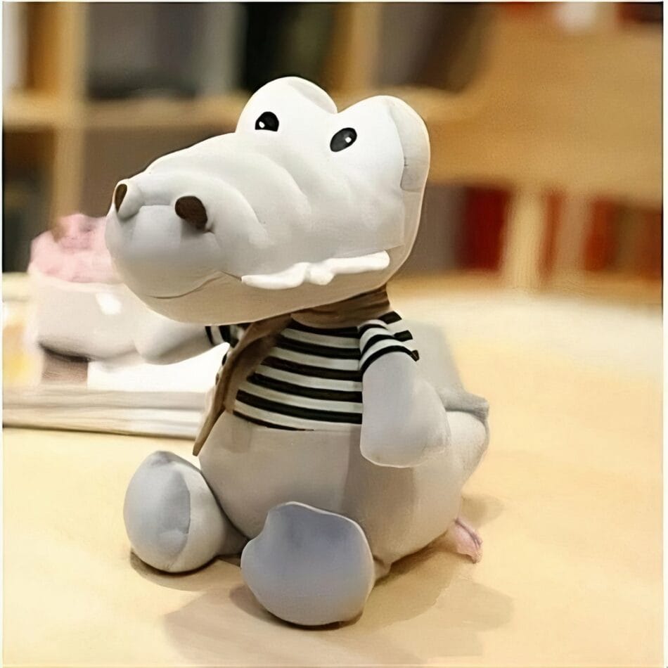 Grijze Krokodil Knuffel Voor Baby Van Zacht Pluche De Knuffel