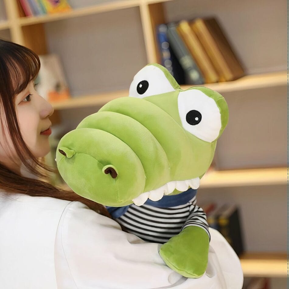Grijze Krokodil Knuffel Voor Baby Van Zacht Pluche De Knuffel