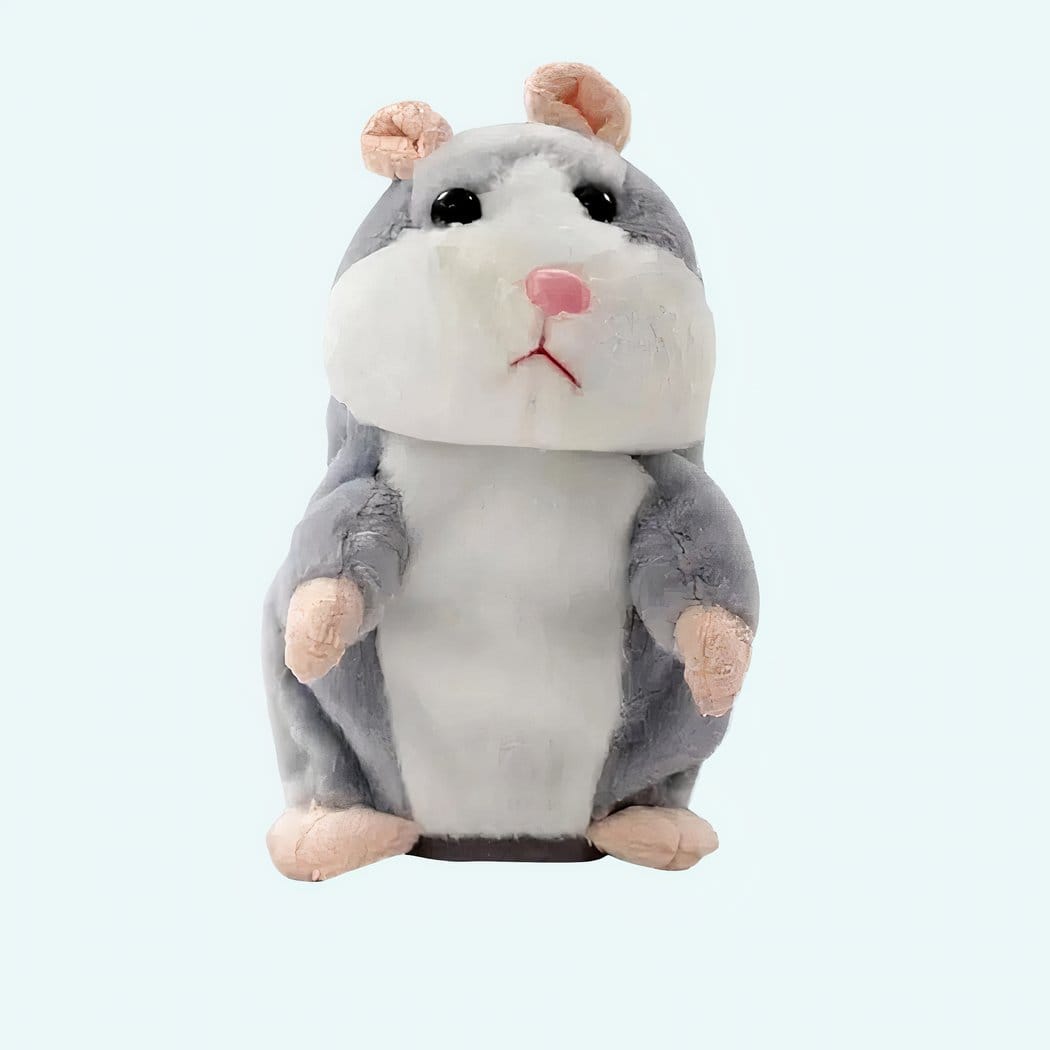 Grijze Pluche Knuffel Hamster Met Praatfunctie En Zingt Af En Toe De Knuffel
