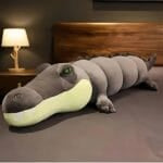Grijze Reuzen Knuffel Alligator Met Zachte Vacht De Knuffel