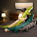 Grijze Reuzen Knuffel Alligator Met Zachte Vacht De Knuffel