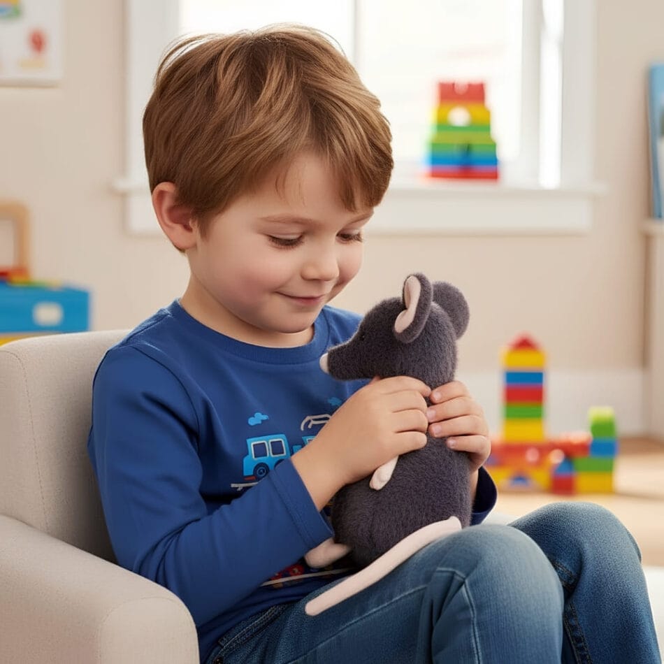 Grijze Superzachte Knuffel Muis 25 Cm Met Realistische Muisuiter De Knuffel