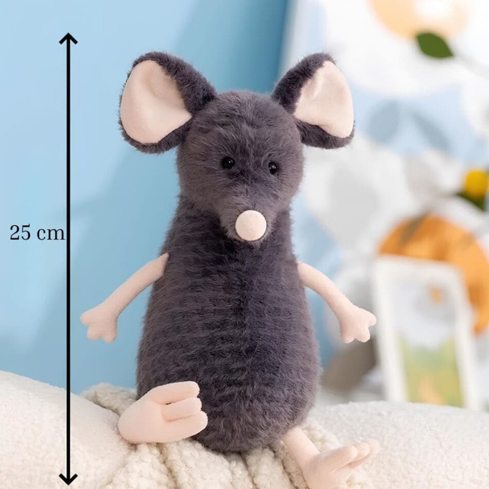 Grijze Superzachte Knuffel Muis 25 Cm Met Realistische Muisuiter De Knuffel