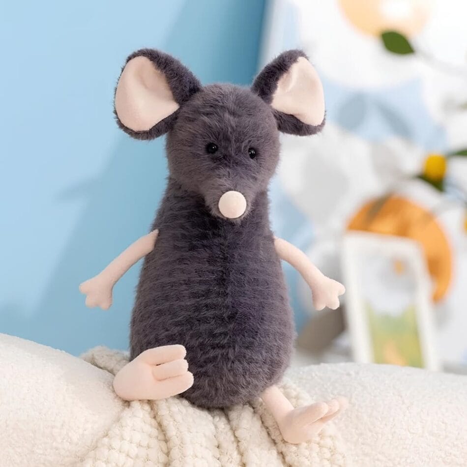 Grijze Superzachte Knuffel Muis 25 Cm Met Realistische Muisuiter De Knuffel