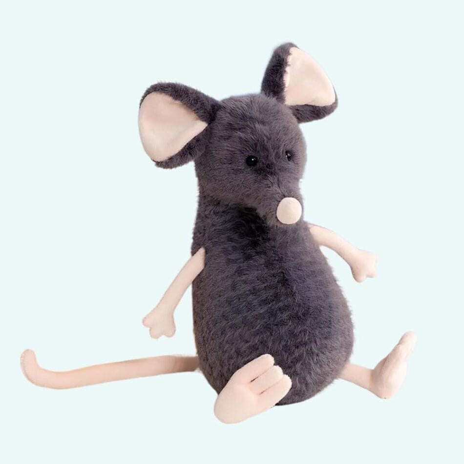 Grijze Superzachte Knuffel Muis 25 Cm Met Realistische Muisuiter De Knuffel