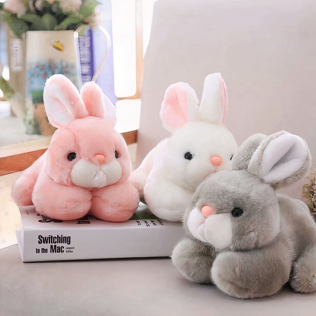 Grijze Superzachte Pluizige Knuffelkonijn Middelgroot De Knuffel