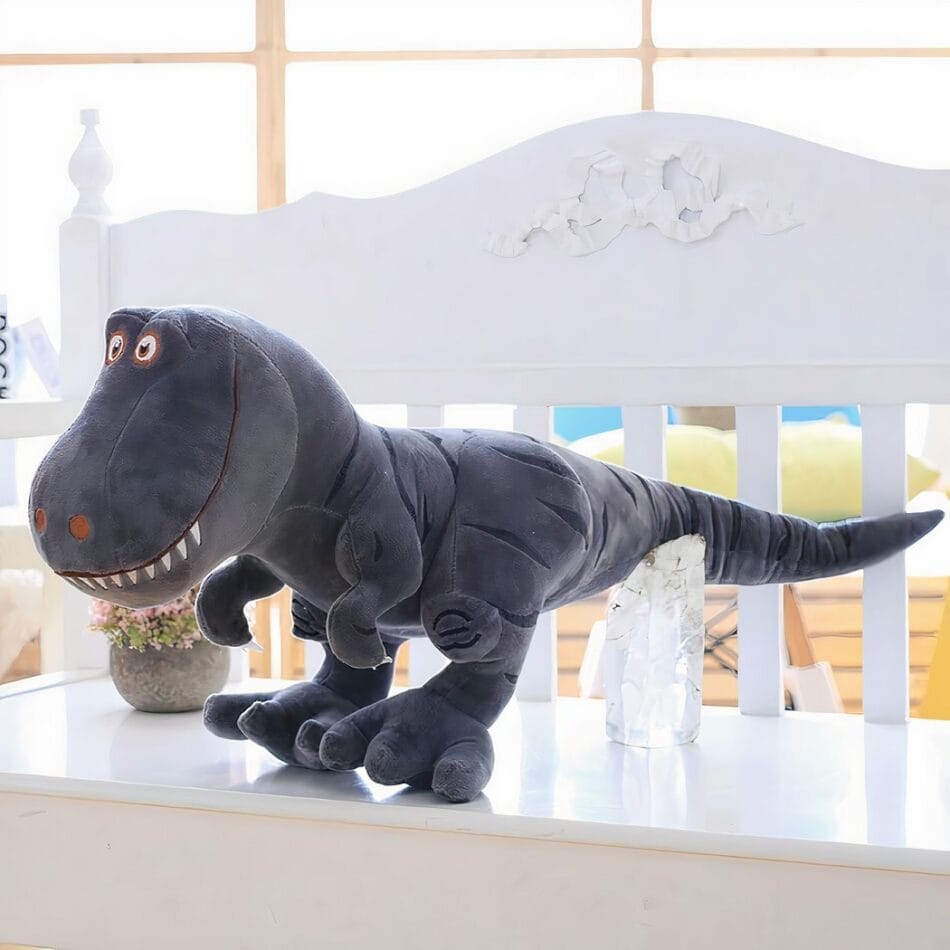 Grijze Tyrannosaurus Knuffel Schattige Dinosaurus Met Zachte Vacht De Knuffel