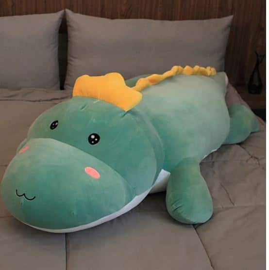 Groene Dinosaurus Knuffel Met Kussen Voor Dutjes En Reizen De Knuffel