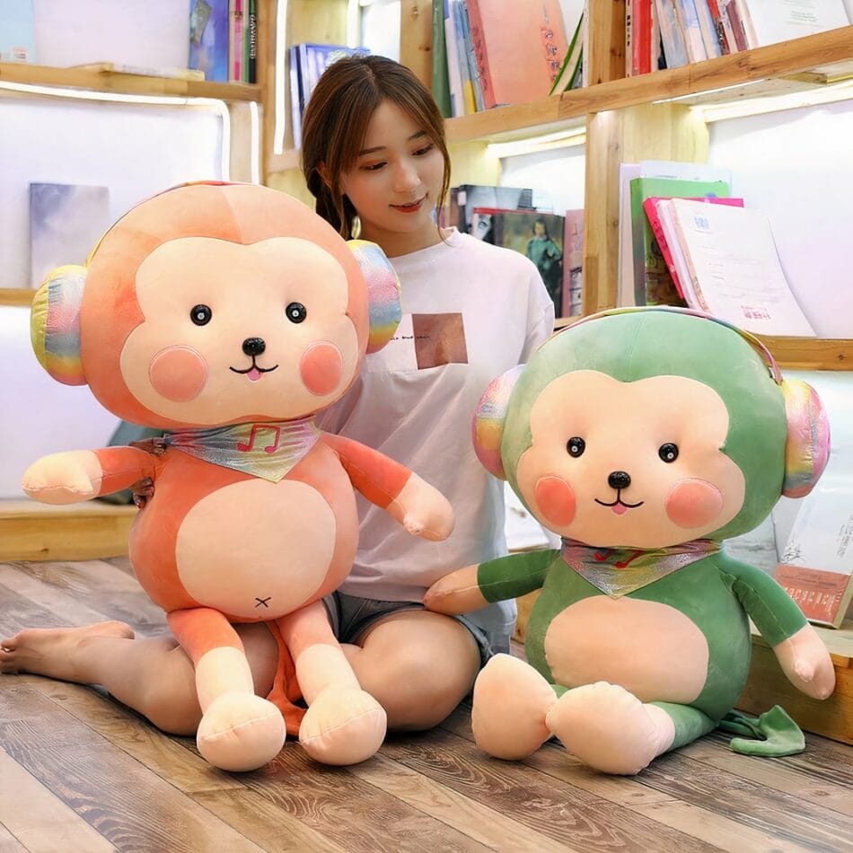 Groene Kawaii Aapknuffel Zachte Duurzame Materialen De Knuffel