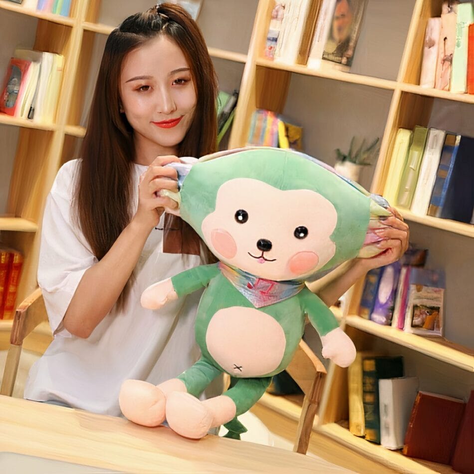 Groene Kawaii Aapknuffel Zachte Duurzame Materialen De Knuffel