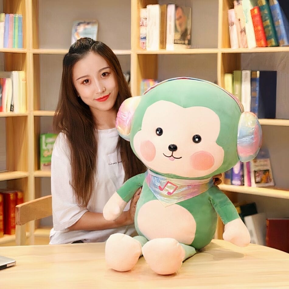 Groene Kawaii Aapknuffel Zachte Duurzame Materialen De Knuffel