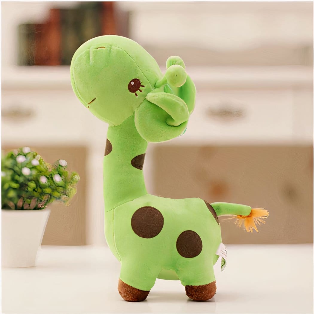 Groene Knuffel Giraf Met Gevlekte Vacht En Lange Nek De Knuffel