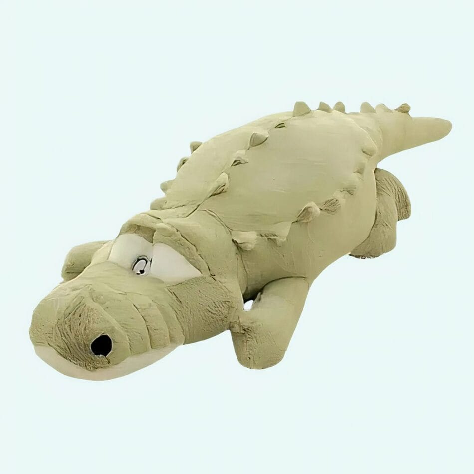 Groene Knuffel Krokodil Kussen Met Zwarte Vlekjes En Glimlach De Knuffel