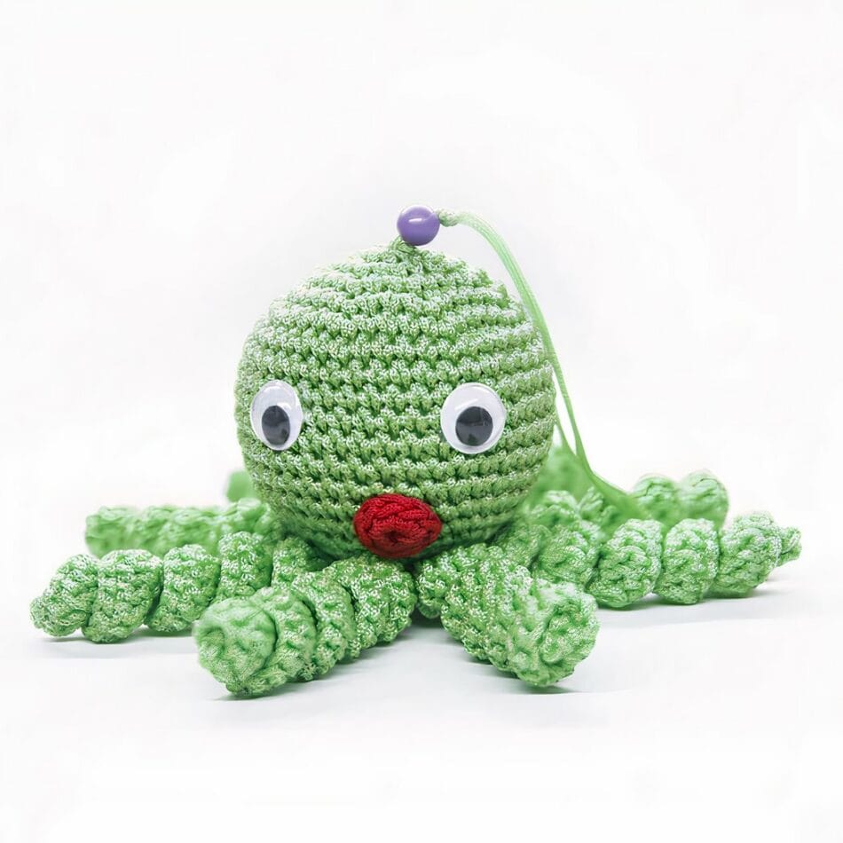 Groene Octopus Knuffel van 12 cm met Zachte Textuur en Gebreide Ogen De Knuffel