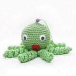 Groene Octopus Knuffel van 12 cm met Zachte Textuur en Gebreide Ogen De Knuffel