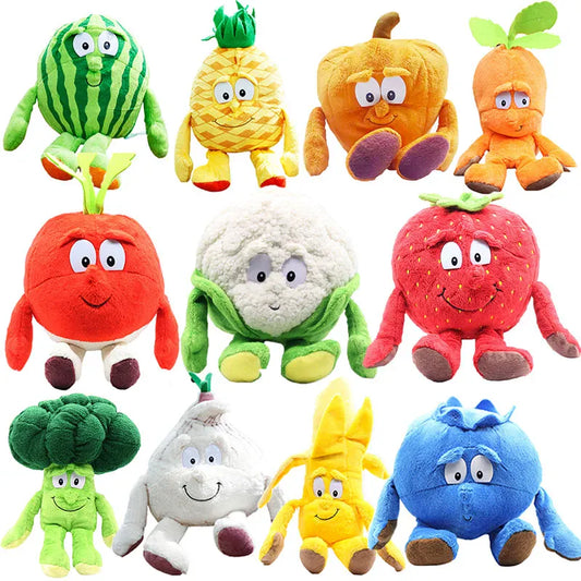 Groente en Fruit Knuffel 25 cm | Pluche Aardbei en Broccoli De Knuffel