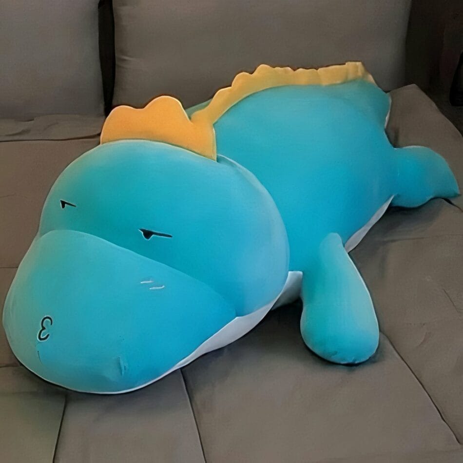 Grote Blauwe Dinosaure Knuffel met Hartverwarmende Glimlach De Knuffel