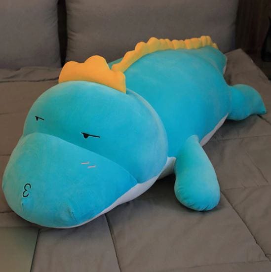 Grote Blauwe Dinosaure Knuffel met Hartverwarmende Glimlach De Knuffel