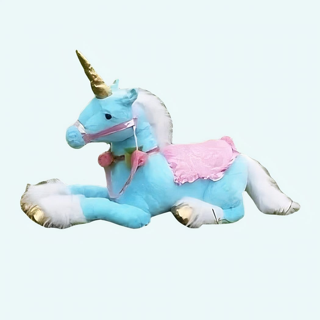 Grote Blauwe Eenhoorn Knuffel Met Gouden Hoorn De Knuffel