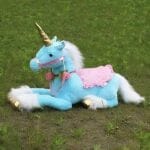 Grote Blauwe Eenhoorn Knuffel Met Gouden Hoorn De Knuffel