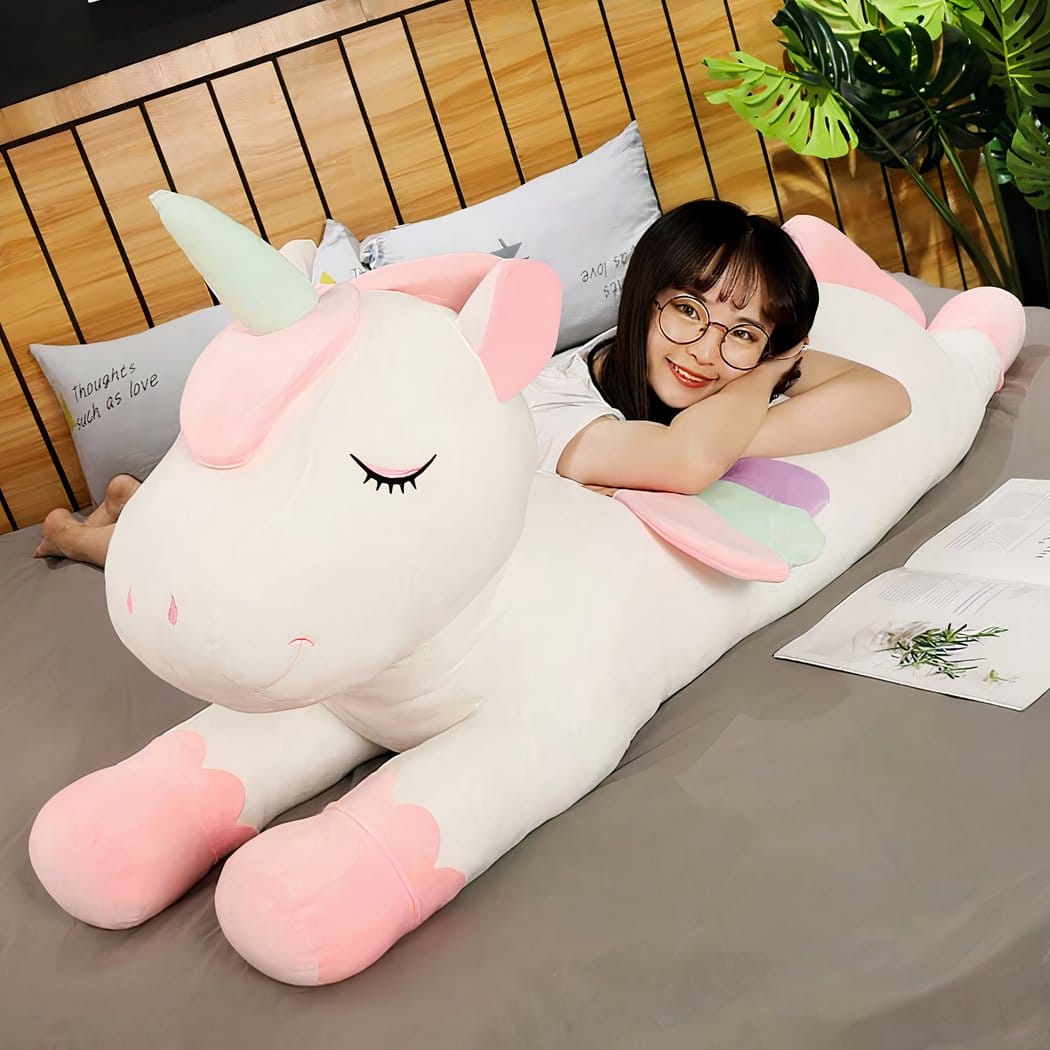 Grote Eenhoorn Kussknuffel 90 cm Voor Lezen In Bed De Knuffel wit / 50cm