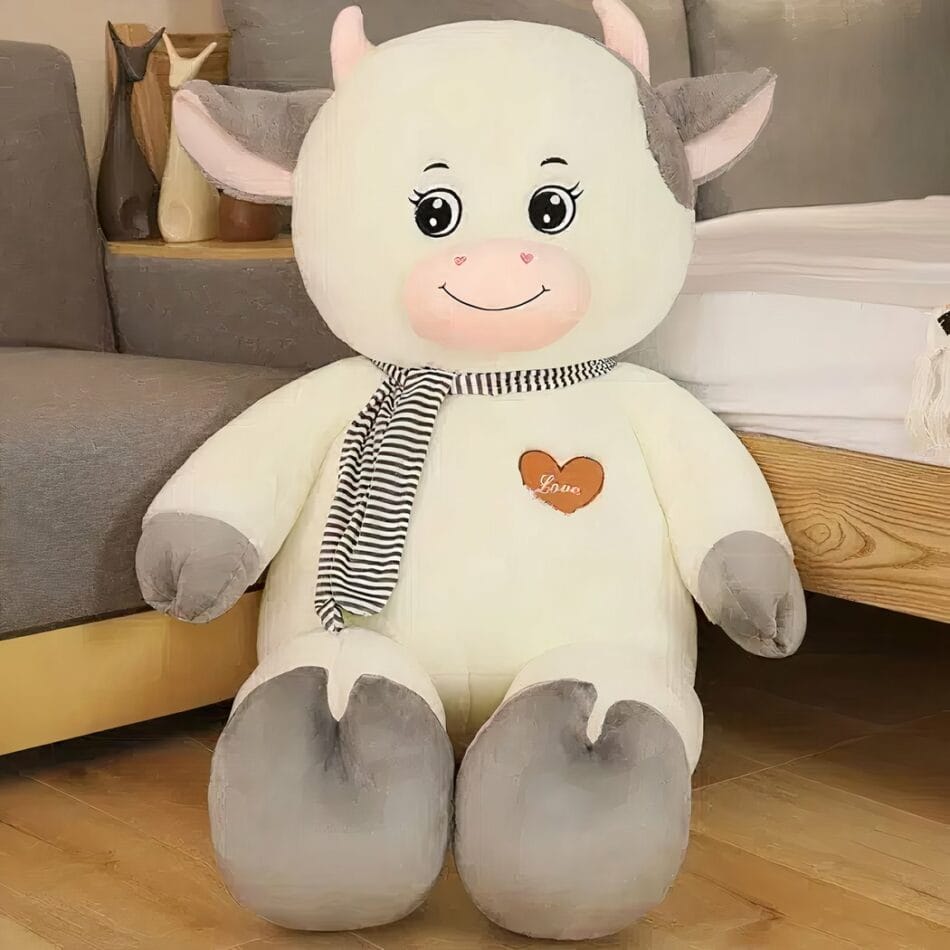 Grote Knuffel Koe Reuzen in Wit en Grijs De Knuffel