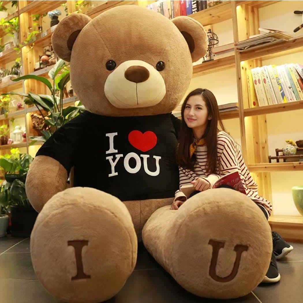 Grote Knuffelbeer Met I Love You T Shirt Amour De Knuffel 80cm / zwart