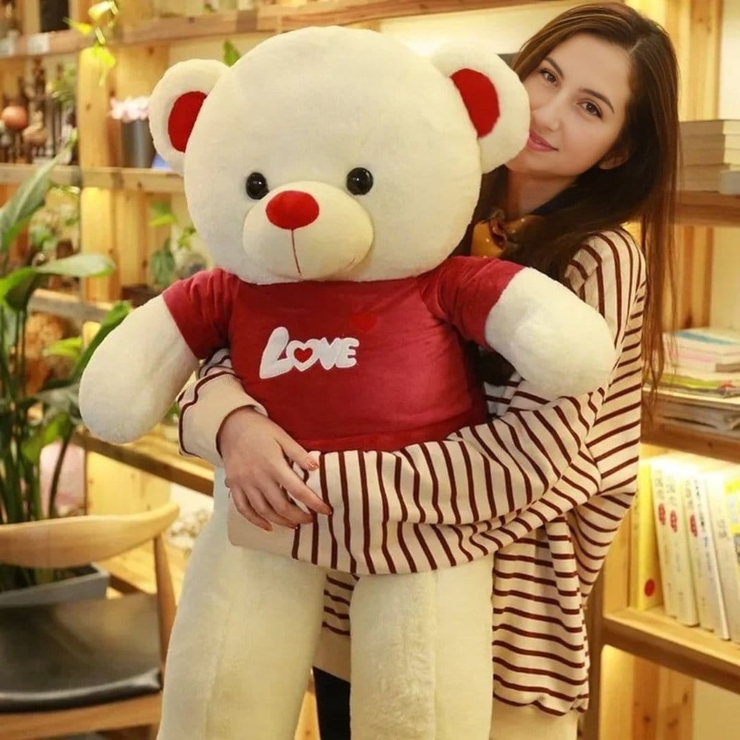Grote Knuffelbeer Met I Love You T Shirt Amour De Knuffel 80cm / rood