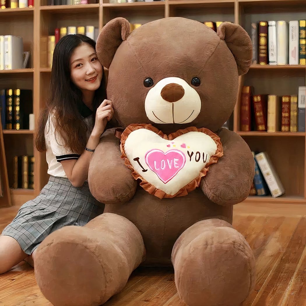 Grote Pluchen Knuffelbeer I Love You Ultrasacht De Knuffel bruin / 100cm