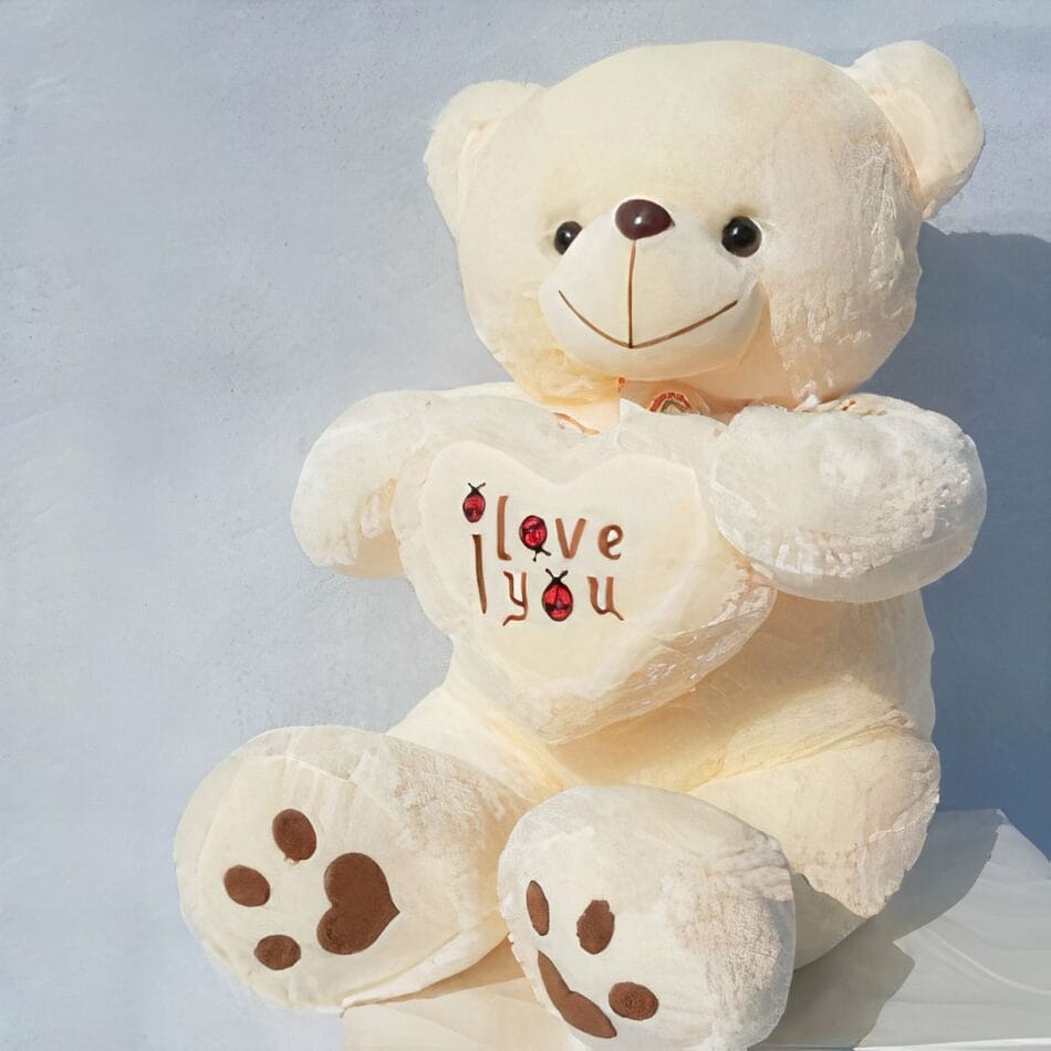 Grote Teddybeer Met Rood Fluwelen Hart Ours Knuffel Avec Coeur De Knuffel
