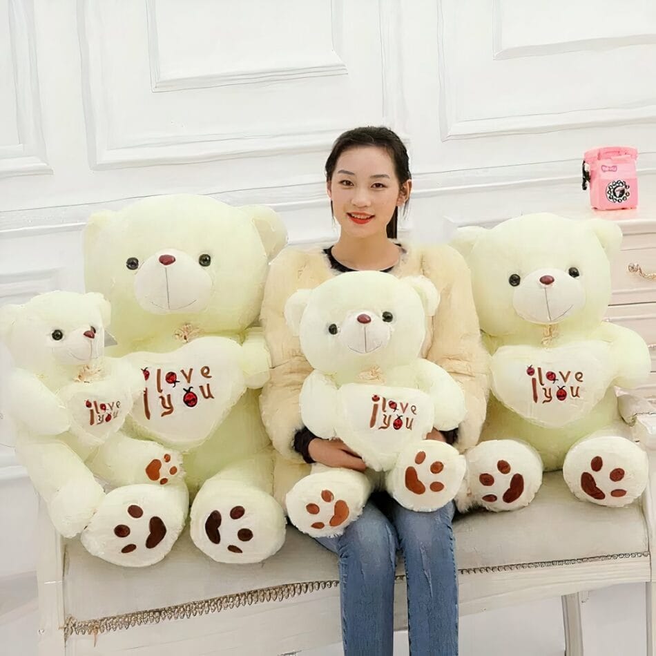 Grote Teddybeer Met Rood Fluwelen Hart Ours Knuffel Avec Coeur De Knuffel