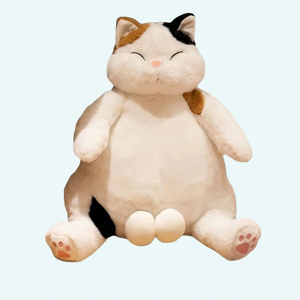 Grote Witte Kat Knuffel Met Zijdezachte Vacht En Speelse Vlekken De Knuffel