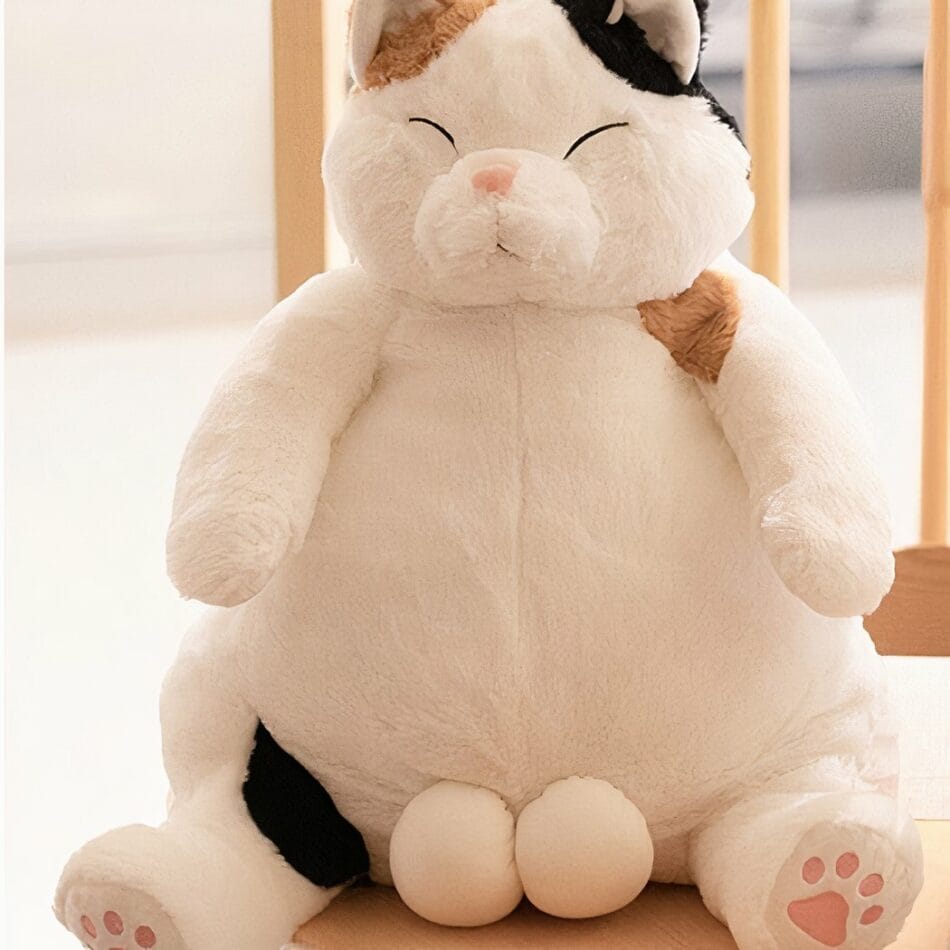 Grote Witte Kat Knuffel Met Zijdezachte Vacht En Speelse Vlekken De Knuffel