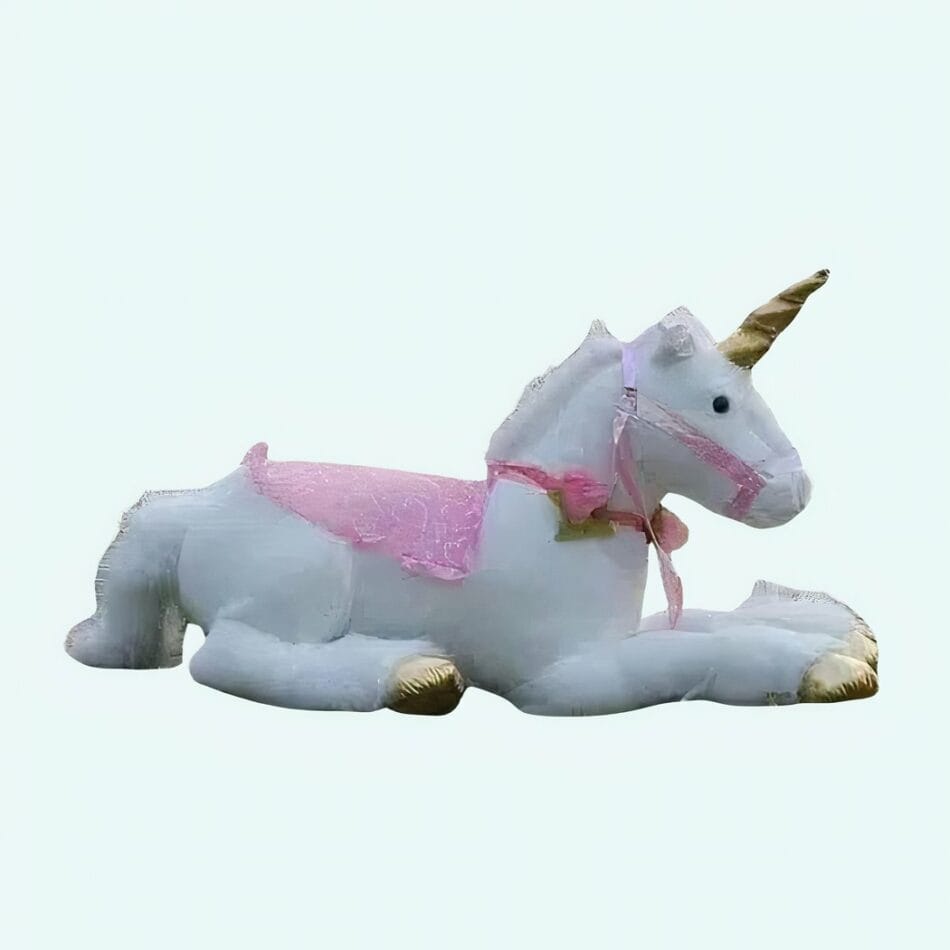 Grote Witte Knuffel Eenhoorn Paard Met Goudkleurige Hoeven De Knuffel