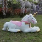 Grote Witte Knuffel Eenhoorn Paard Met Goudkleurige Hoeven De Knuffel