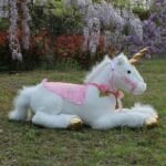 Grote Witte Knuffel Eenhoorn Paard Met Goudkleurige Hoeven De Knuffel