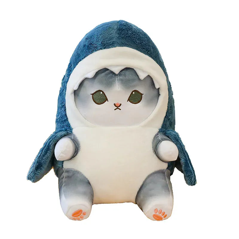 Haai Kat Knuffel | Kawaii Pluche Kitten in Haaienpak De Knuffel