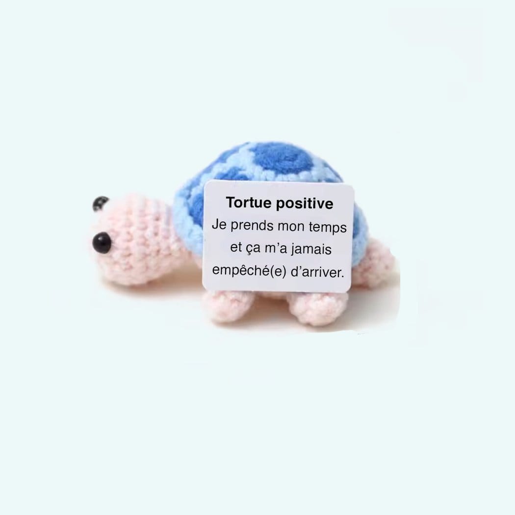 Handgehaakte Positieve Schildpad Knuffel Zachte Natuurlijke Kleuren De Knuffel blauw