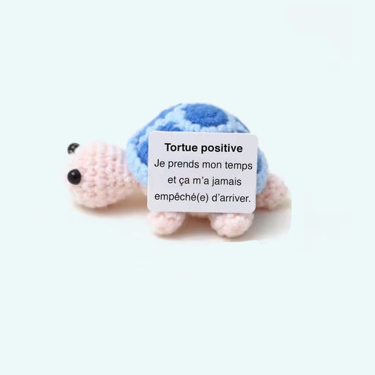 Handgehaakte Positieve Schildpad Knuffel Zachte Natuurlijke Kleuren De Knuffel blauw