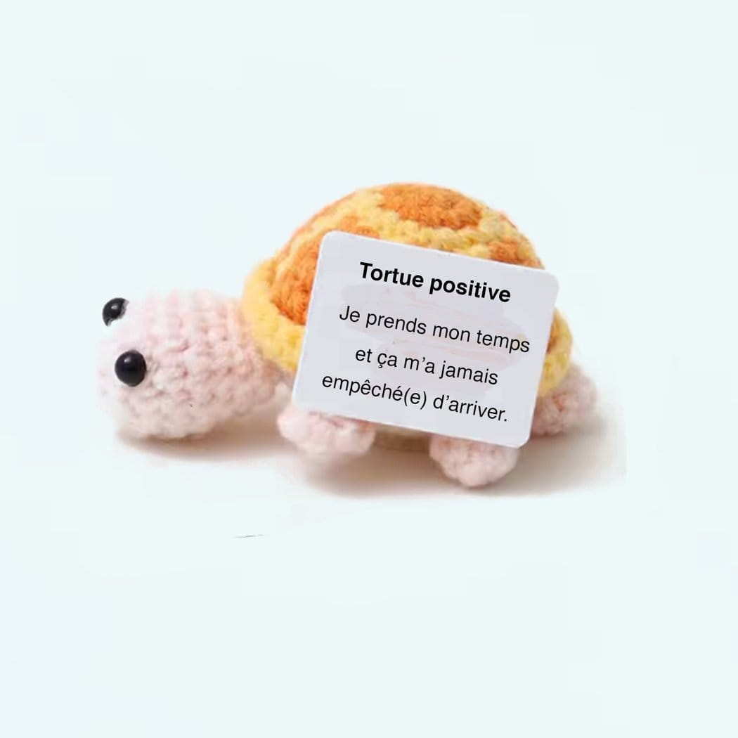 Handgehaakte Positieve Schildpad Knuffel Zachte Natuurlijke Kleuren De Knuffel oranje