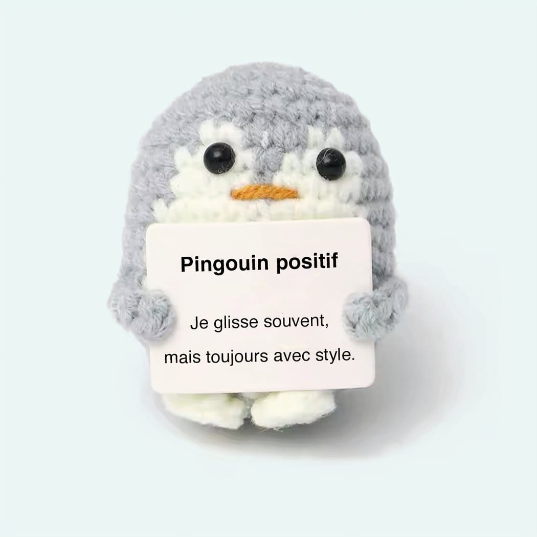 Handgemaakte Haakpinguin Knuffel Positieve Bureauformaat De Knuffel grijs