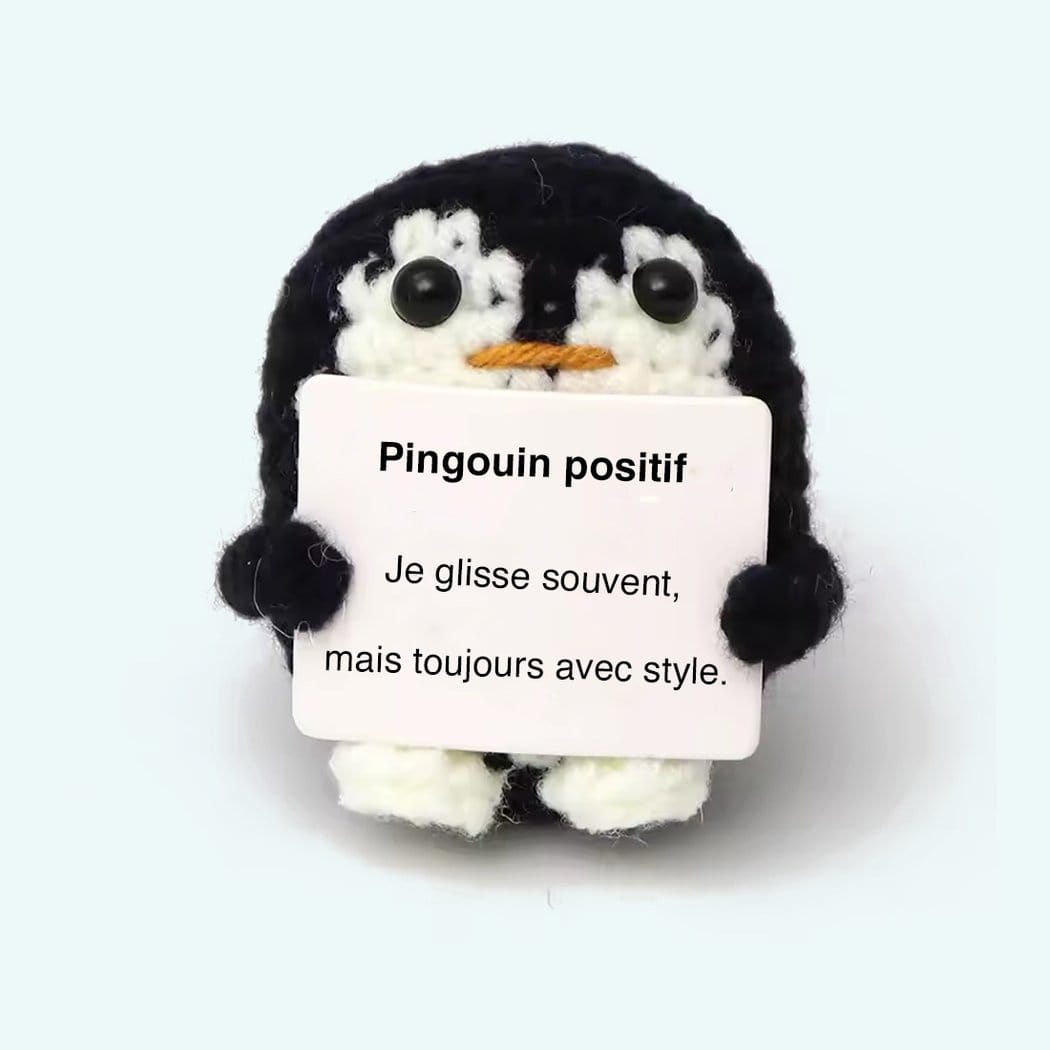 Handgemaakte Haakpinguin Knuffel Positieve Bureauformaat De Knuffel zwart