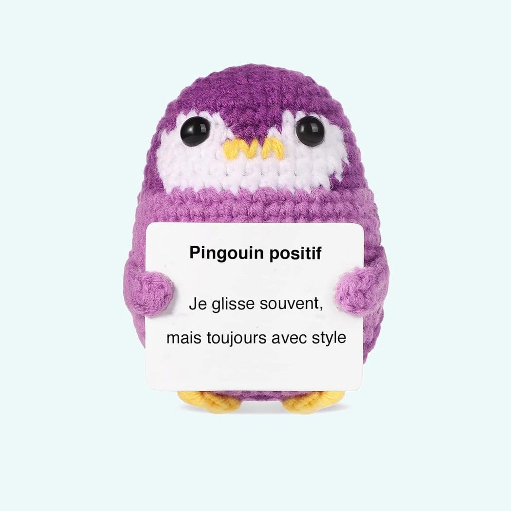 Handgemaakte Haakpinguin Knuffel Positieve Bureauformaat De Knuffel paars