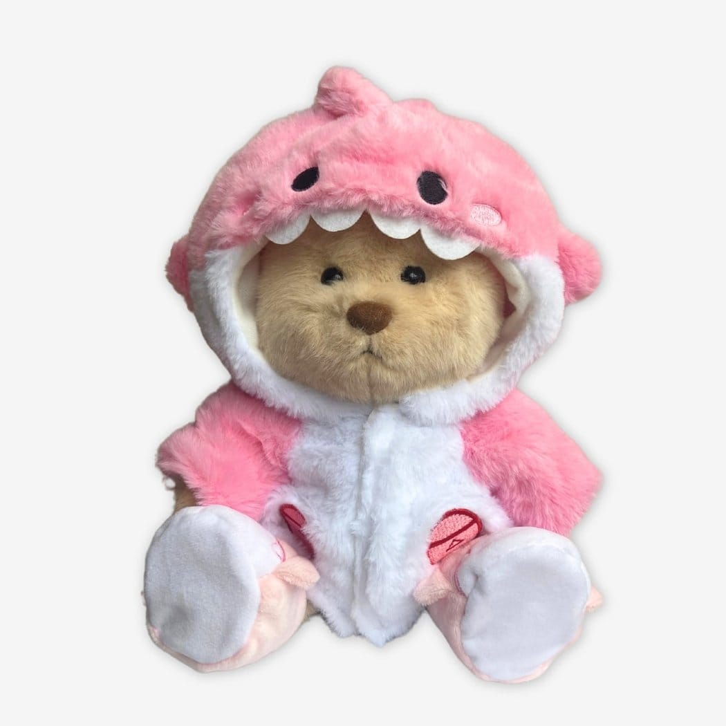 Handgemaakte Knuffelbeer Met Beweegbare Gewrichten Haai Kostuum De Knuffel roze / bruine-beer