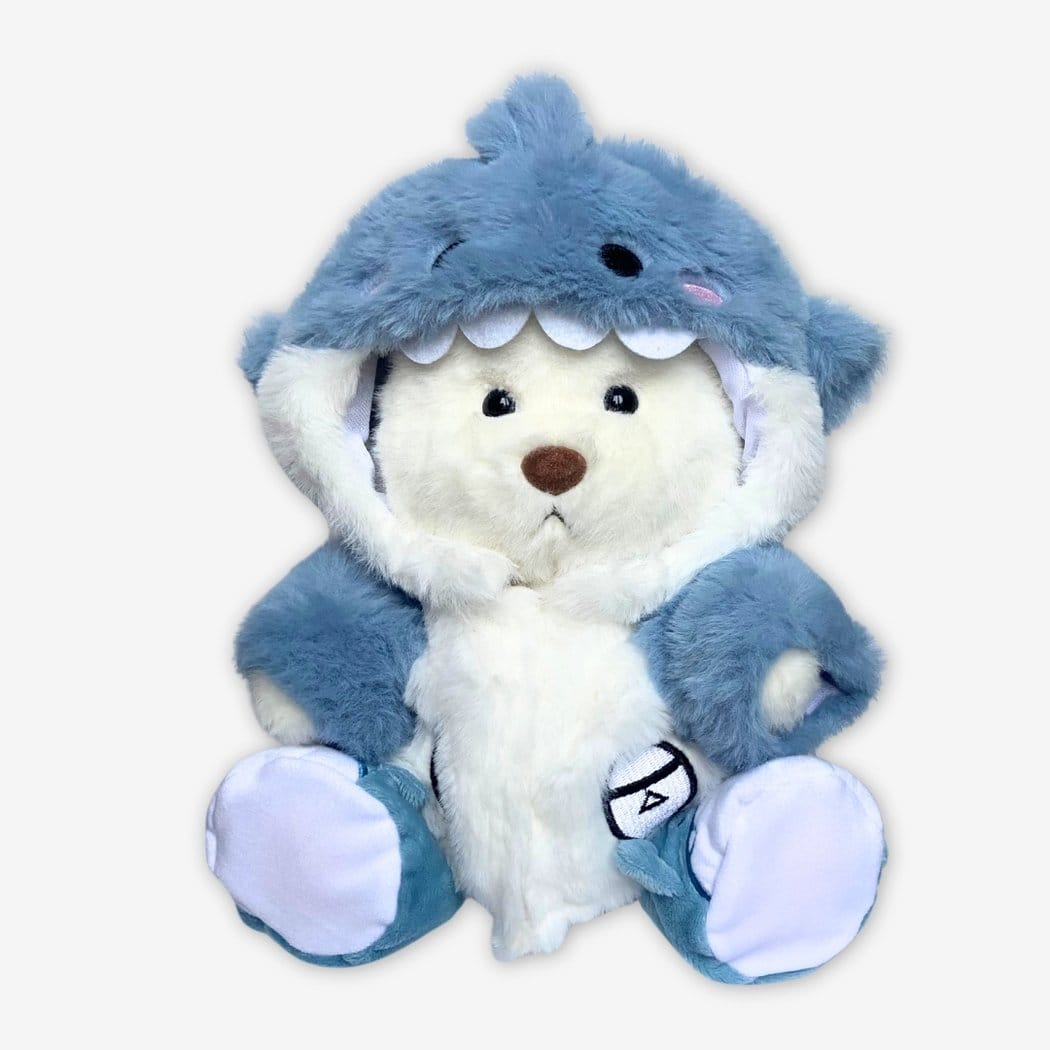 Handgemaakte Knuffelbeer Met Beweegbare Gewrichten Haai Kostuum De Knuffel blauw / witte-beer