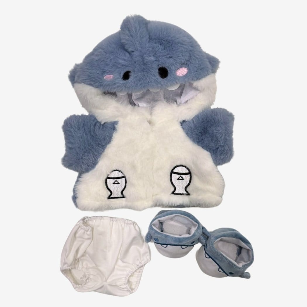 Handgemaakte Knuffelbeer Met Beweegbare Gewrichten Haai Kostuum De Knuffel blauw / alleen-kostuum