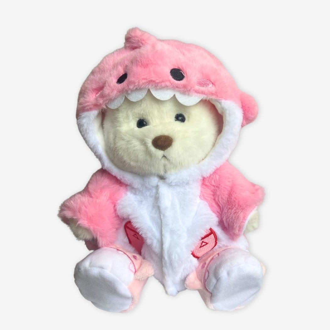 Handgemaakte Knuffelbeer Met Beweegbare Gewrichten Haai Kostuum De Knuffel roze / witte-beer