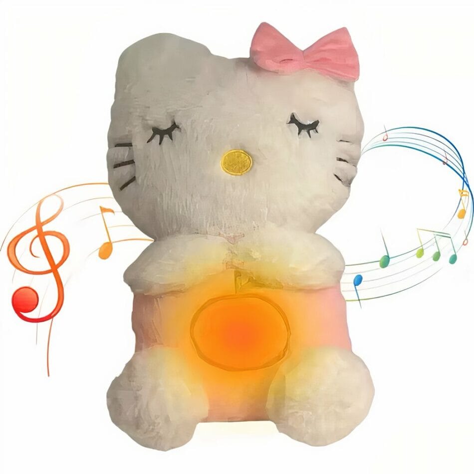 Hello Kitty Ademend Knuffel met Slaapliedje en Rustgevend Licht De Knuffel